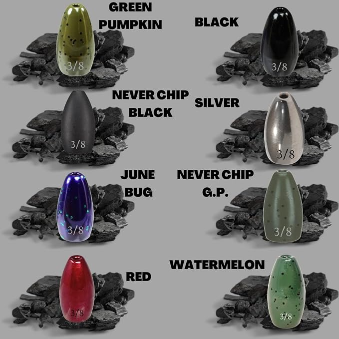 Reaction Tackle Tungsten Flipping Weights for Bass Fishing - Sinkers for Punching Heavy Cover - Fresh & Saltwater - Texas/Carolina Rigs - Size Stamped