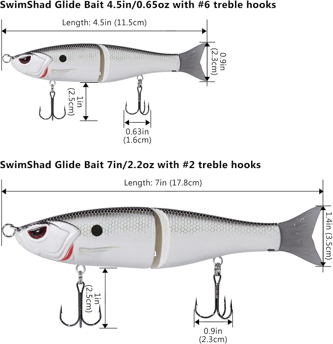 Bassdash SwimShad Glide Baits Jointed Swimbait Bass Pike Salmon Trout Muskie Fishing Lure