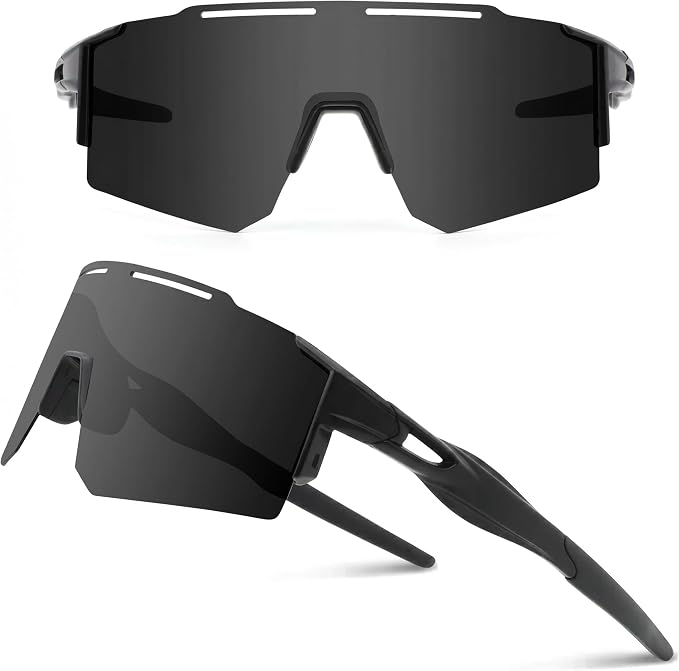 Ukoly Cycling Sunglasses for Men Women with 3 Interchangeable Lenses, Polarized Sports Sunglasses, Baseball Sunglasses