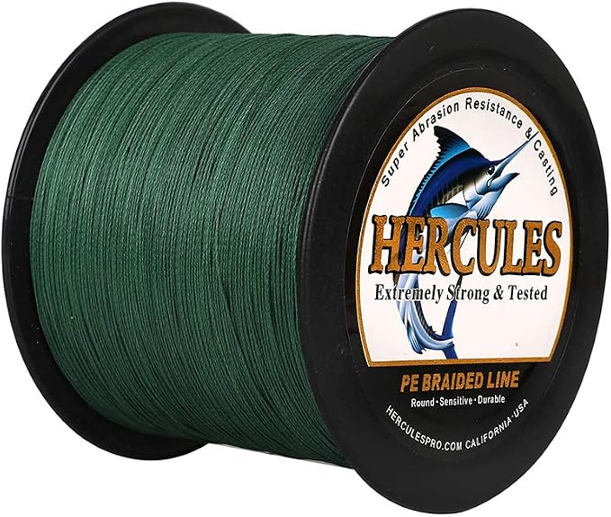 HERCULES Cost-Effective Super Strong 4 Strands Braided Fishing Line 6LB to 100LB Test for Salt-Water, 109/328 / 547/1094 Yards (100M / 300M / 500M / 1000M), Diam# 0.08MM - 0.55MM, Hi-Grade