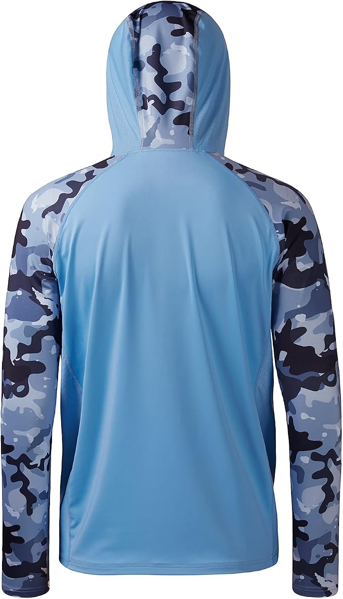 BASSDASH Men’s UPF 50 Performance Fishing Shirt Cooling Hoodie Camo Long Sleeve FS17M