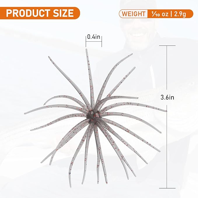 QualyQualy Sea Urchin Soft Lure, Super Durable Tentacle Creature Lure for Bass Pike Trout Fishing Easy Catch Saltwater Freshwater Soft Lures TPE Material