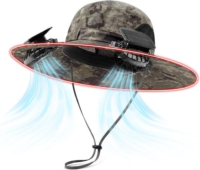 Solar Fan Hat with Steel Brim for Men Women UPF 50+ Garden Outdoor Fishing Beach Essential