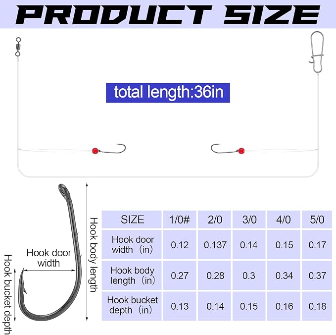 10 Pcs Saltwater Fishing Rigs Fishing Leader Hooks Fish Line Nylon Wire with Hook Gear and Equipment Tackle Kit for Saltwater Bass/Grouper Fish
