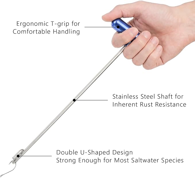 Elsjoy 2 Pack Fishing Hook Remover, 12" Fish Dehooker Tool Saltwater Fish Hook Remover, Shark Hook Removal Tool for Quick Removal
