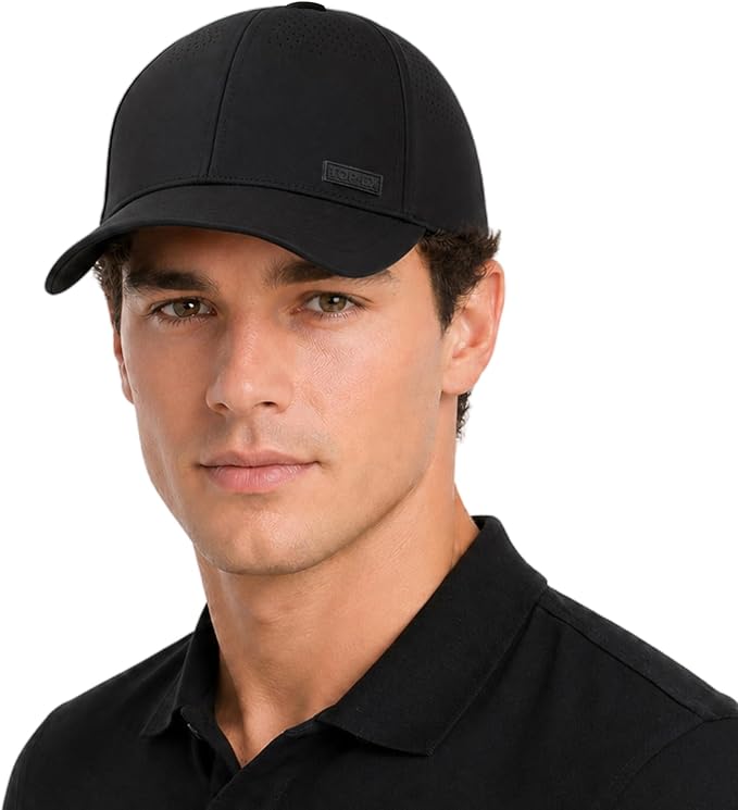 TOP-EX Performance Baseball Cap Water-Resistant Beathable Golf Running Cap Laser Cut Mesh Ball Curved Brim Snapback Hat