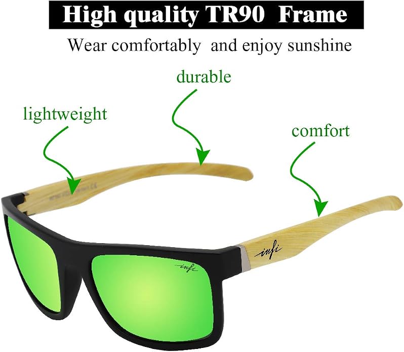 INFI Fishing Polarized Sunglasses for Men Driving Running Mirrored Glasses UV400 Protectiont