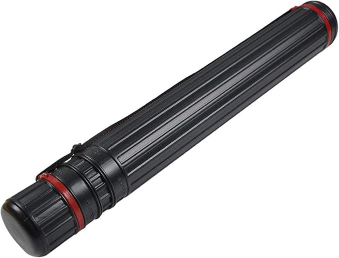 DEWEL Post Tube Expands from 30”to 51”, Waterproof Blueprint Holder Telescoping Art Tube, Large Plastic Black Fishing Rods Case Storage Tube, Light Resistant Drawing Tube with Strap (XL Size)