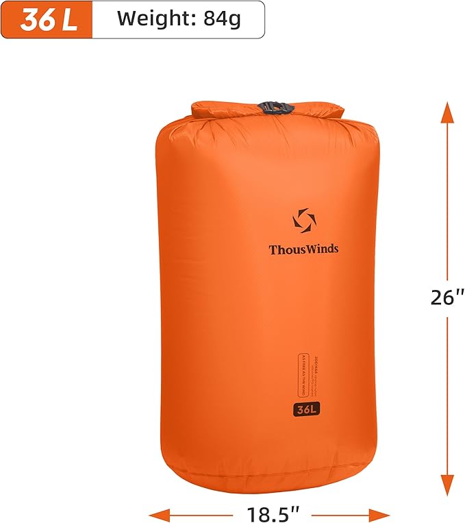 Thous Winds Waterproof Dry Bag, Lightweight Dry Sack for Hiking, Camping, Boating, Backpacking, Kayaking, 36L