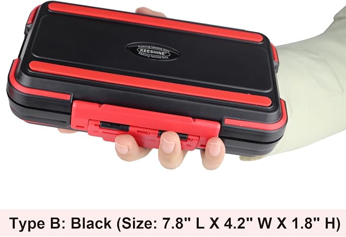 small tackle box, mini waterproof fishing tackle box organizer, double sided organizer travel box(L Black)