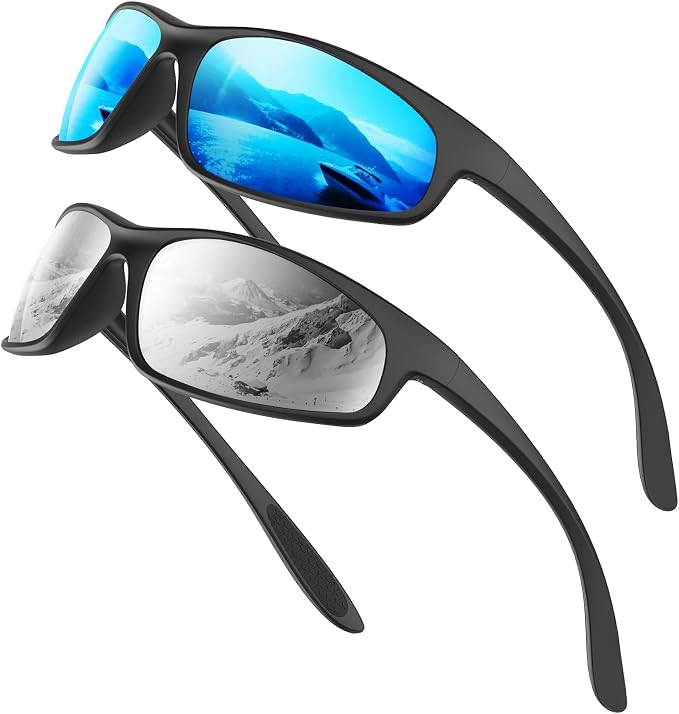 KALIYADI Mens-Sunglasses Polarized Sunglasses-Men Sports: Sport Sun Glasses for Running Cycling Fishing with UV Protection