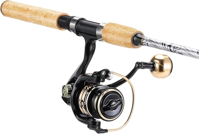 Sougayilang Reel and Fishing Rod Combo, Fiberglass Fishing Pole with Durable P-Cork Rod Handle, Lightweight Graphite Frame- 5'6" with 1000 Reel- 2 Packs