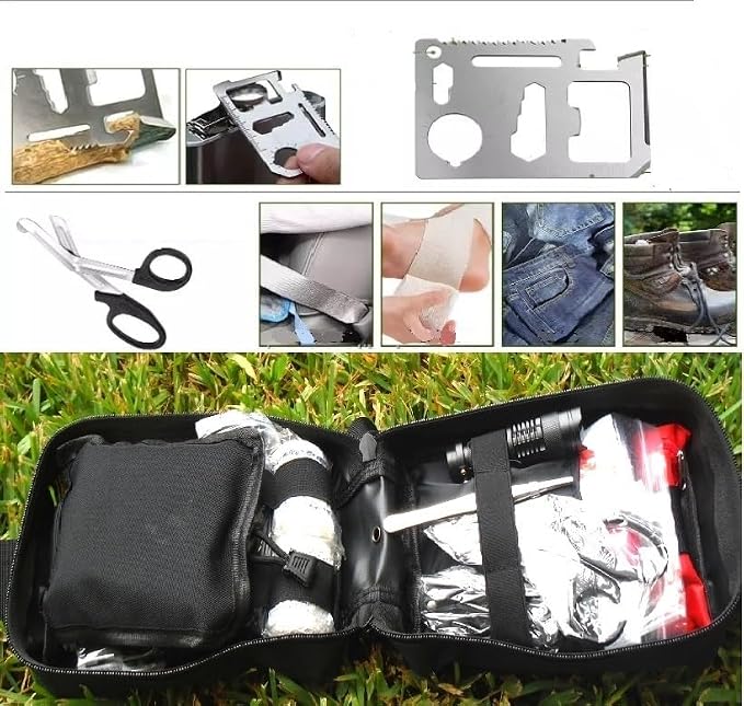 Galaxy 251 Pcs First Aid Kits for Survival Emergency Trauma Military Tactical Medical Hunting Camping Hiking Fishing IFAK EMT Bag (Black Color 251 Pcs)