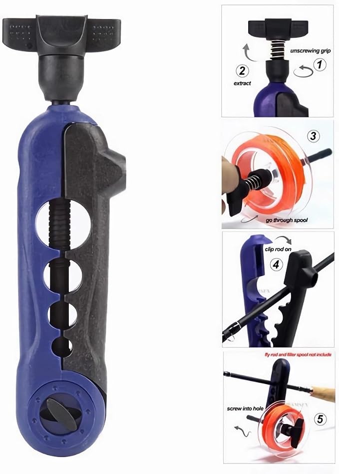 1Pack Mini Fishing Line Winder Spooler Machine,Portable Adjustable Detachable Spinning Reel Spool Spooling Station System, Baitcaster Multifunctional Line Winder Tool