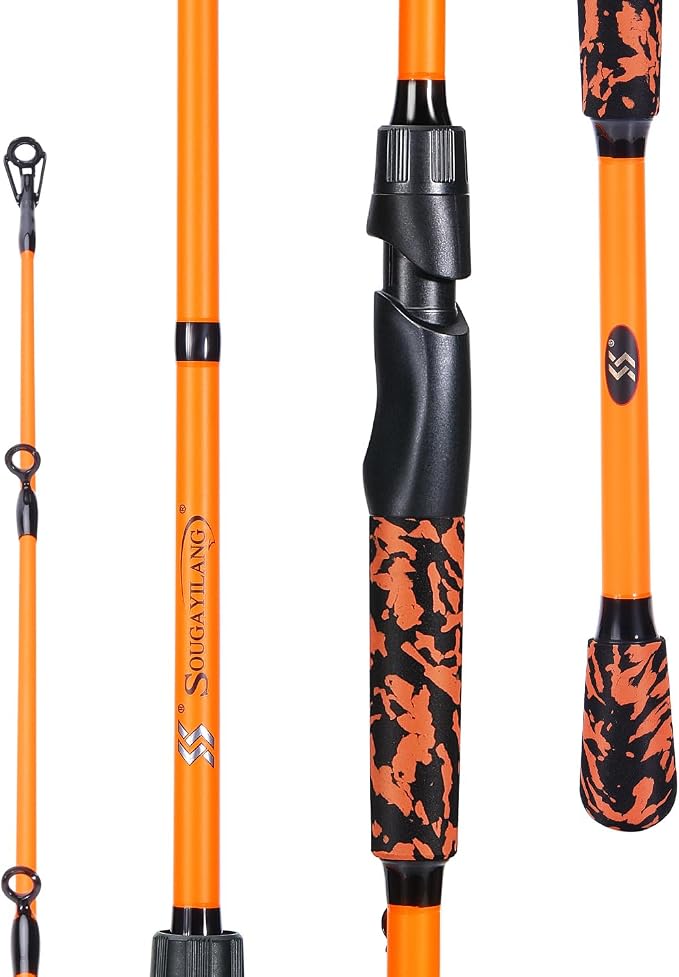 Sougayilang IM7 Graphite Fishing Rod – 2-Piece Casting & Spinning, Medium/Medium Heavy Power, Stainless Steel Guides with Zirconium Rings, EVA Handle & Hook Keeper for Bass, Trout, Walleye, Catfish