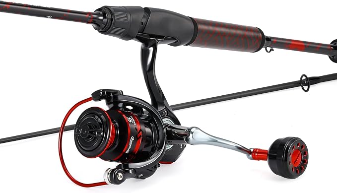 Sougayilang Fishing Reel Rod Combo,Two Pieces Poratble Light Weight Fishing Pole with Spinning Fishing Gear for Freshwater