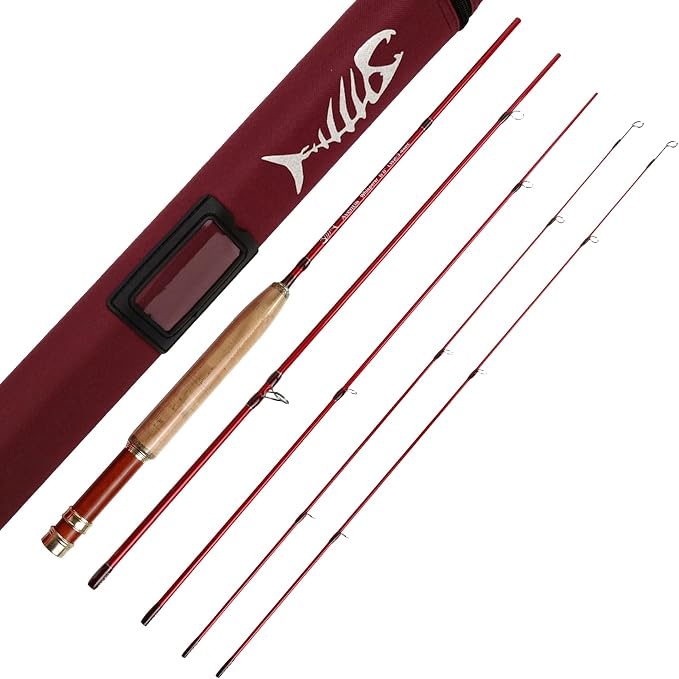Aventik Whisperer Fly Fishing Rod 4 Pieces, 6FT 0/1/2/3wt, 7FT 3/4wt, 24T Corbon Fiber Fast Action Super Compact Freshwater Ultra Light Fly Rod with Cordura Rod Tube
