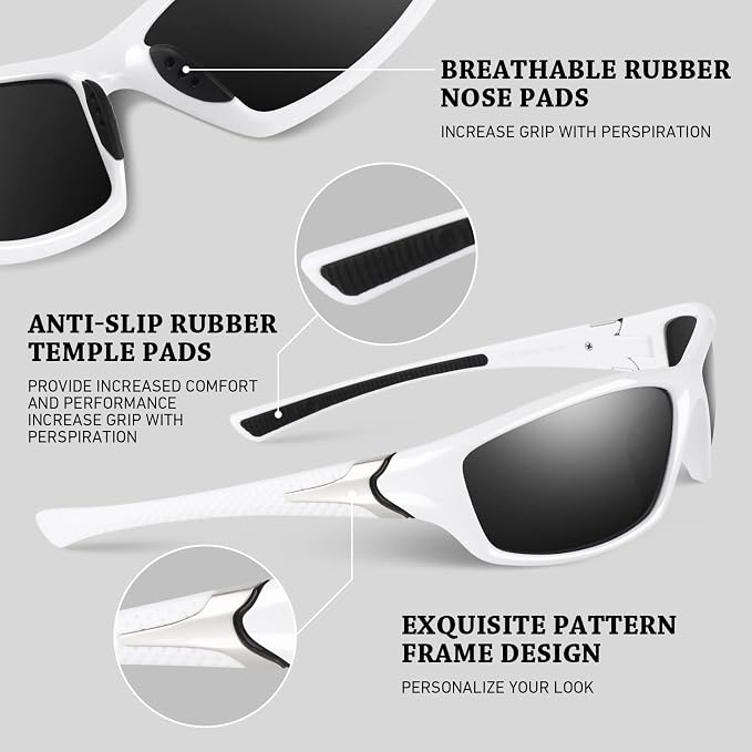 WEAROYO Polarized Sports Sunglasses for Men Women,Fishing Driving Rectangular Goggles UV400 Protection