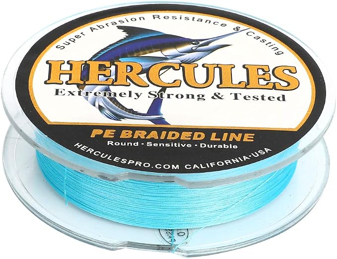 HERCULES Cost-Effective Super Cast 8 Strands Braided Fishing Line 10LB to 300LB Test for Salt-Water,109/328/547/1094 Yards(100M/300M/500M/1000M),Diam.#0.12MM-1.2MM,Hi-Grade Performance,Variety Colors