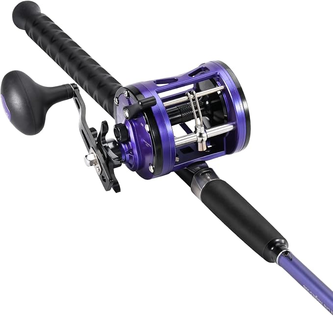 Sougayilang Trolling Fishing Rod Reel Combo - Heavy Duty Inshore/Catfish Rod with 4000 Size Reel, 2-Piece Saltwater Combo for Big Game Fish- 7'0"