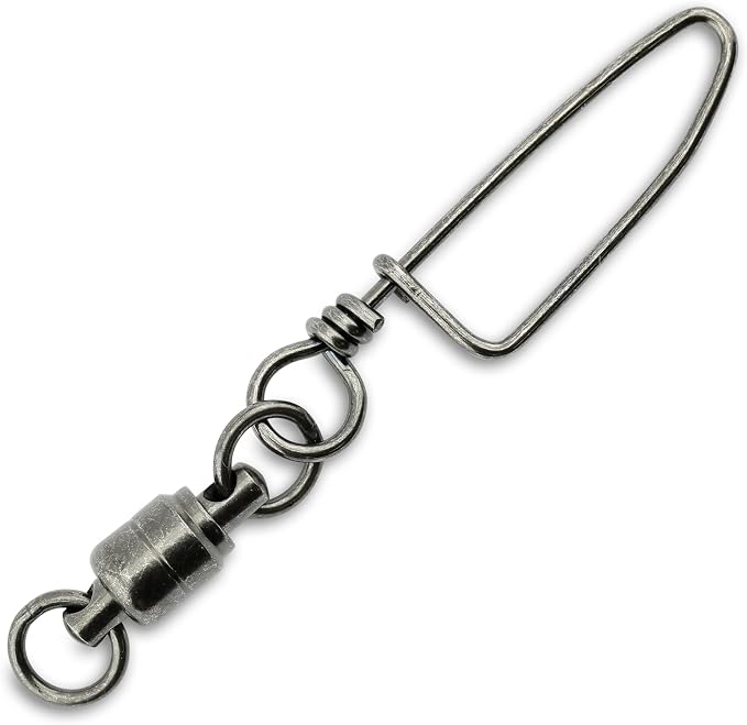 AFW Solid Brass Ball Bearing Snap Swivels with Welded Rings - Black Finish, Up to 450 lb Test Capacity, Patented Bullet Shaped Head for Reduced Water Resistance, Fluid Rotation