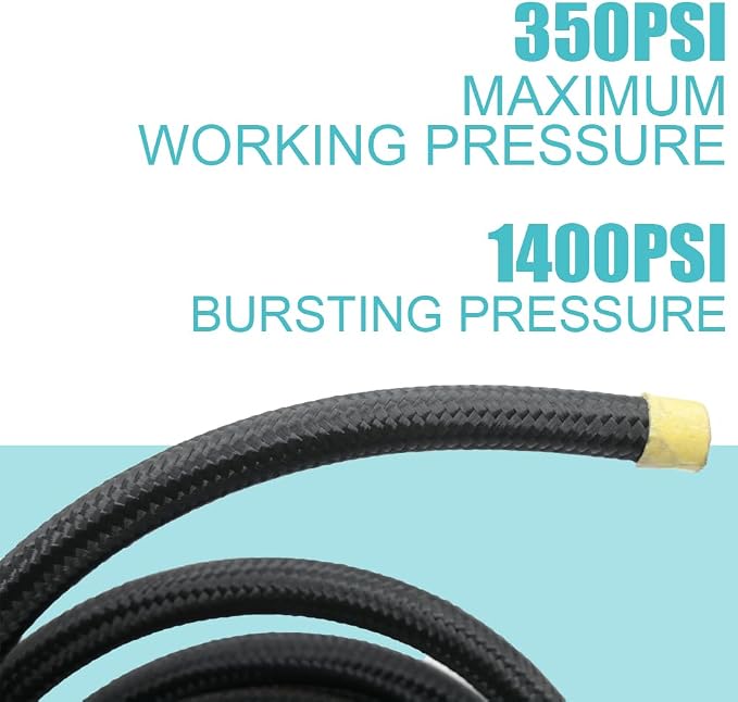 16AN Transmission Cooler Line - 16AN Fuel Line Hose 10FT Braided Push Lock Hose 350 PSI High Pressure For Automotive Fuel Systems Engines