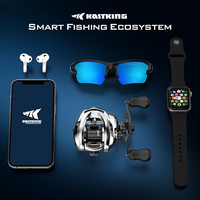 KastKing iReel One IFC Smart Baitcasting Fishing Reel, Bluetooth Connectivity to Smart Devices and KastKing App, Smoother & Longer Casts with Axis Eye Line Guide and Digital IFC Braking System