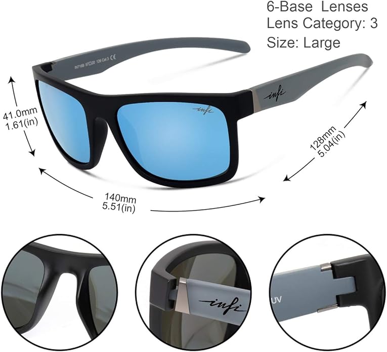 INFI Fishing Polarized Sunglasses for Men Driving Running Mirrored Glasses UV400 Protectiont
