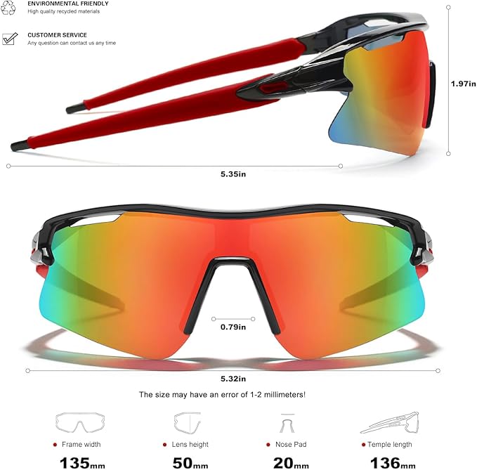 SEKKAF Polarized Sports Sunglasses for Men Women and Youth, UV400 Protection Ideal for Cycling Baseball Fishing Golf Running