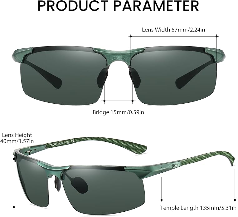 DUCO Polarized Sunglasses Mens Ultralight Carbon Fiber Sun Glasses for Men Driving Sports Fishing UV400 Protection DC8277