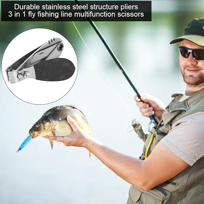 2-Pcs Stainless Steel Fishing Line Cutters – Multi-Purpose Clippers for Freshwater & Saltwater Angling, Portable & Durable Tool with Rubber Grip