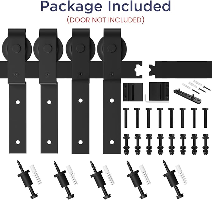 SMARTSTANDARD 6.6 Feet Bypass Sliding Barn Door Hardware Kit - for Double Wooden Doors-Single Track - Smoothly & Quietly - Easy to Install-Fit 67" Opening
