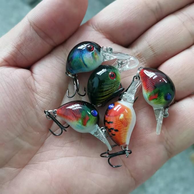 Micro Fishing Lures Crankbaits Baits Lure，Mini Fishing Lure Swimbaits Micro Crank Baits Topwater Lures for Freshwater Saltwater Bluegill Pumpkinseeds Trout Perch with Tackle Boxes