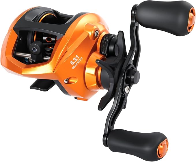 Sougayilang Baitcasting Fishing Reel, 8:1 High Speed Gear Ratio Super Smooth and Powerful Low Profile Baitcaster Reel with Maganic Brake System for Freshwater,Saltwater