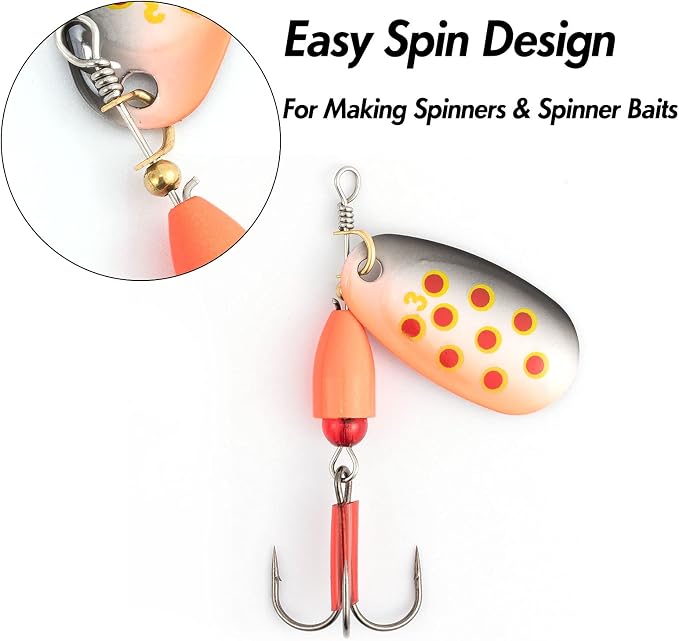 Dr.Fish 100 Pack Fishing Spinner Clevises Easy Spin Brass Clevises Spoon Spinnerbait Lure Making Supplies Spinner Parts Accessoires Freshwater