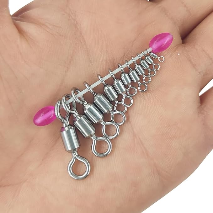 100 Pcs Fishing Swivels Saltwater, 100% 304 Stainless Steel Power Swivel Corrosion Resistance Barrel Swivels High Strength Freshwater Fishing Line Lure Leader Connectors