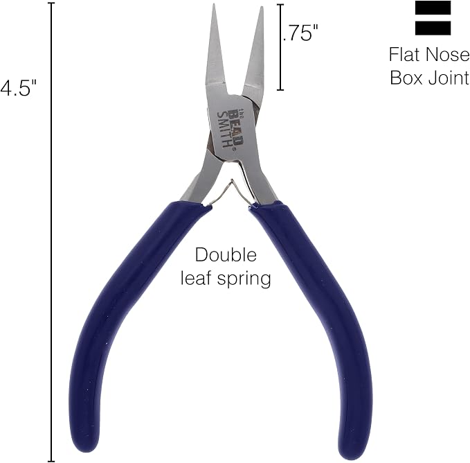 The Beadsmith Flat Nose Pliers – Economy Line – 4.5 inches (114mm) – Vinyl Grip Handle with Double Leaf Springs – Jewelry Making Tool for Creating Bracelets, Earrings and Necklaces
