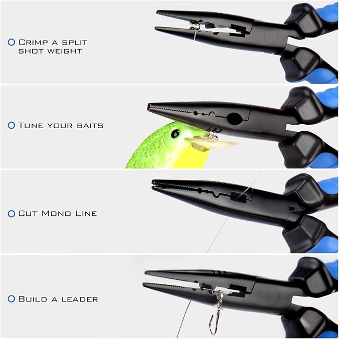 KastKing Intimidator Fishing Pliers, Corrosion Resistant Polymer Coated Fishing Tools, Tungsten Carbide Cutters, Saltwater Resistant Fishing Gear