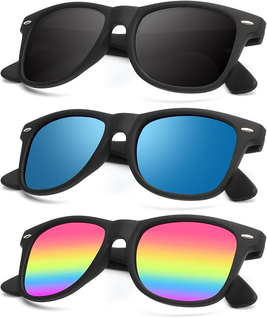 KALIYADI Polarized Sunglasses for Men and Women Matte Finish Sun glasses Color Mirror Lens UV Blocking (3 Pack)