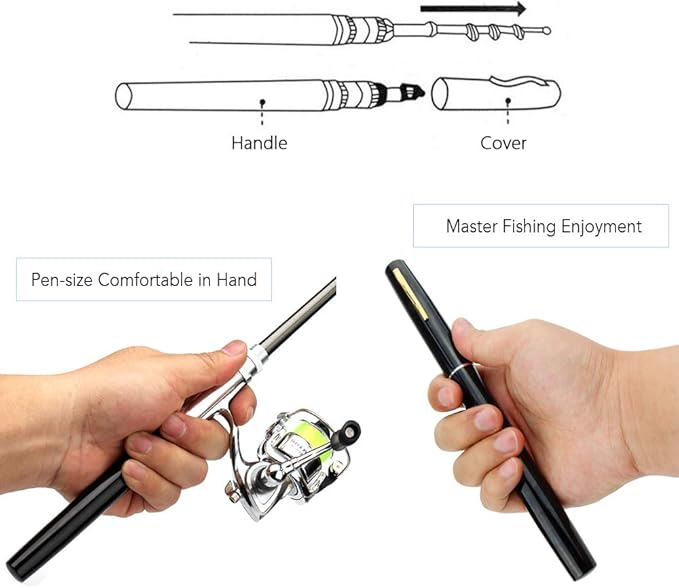 Lixada Fishing Rod Reel Combo Mini Pen Fishing Pole Kit Telescopic Fishing Rod Spinning Reel Combo Kit