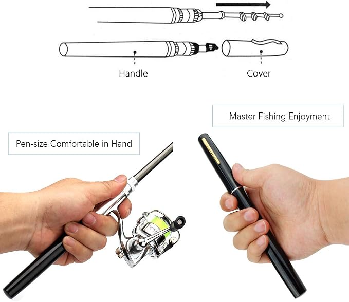 Telescopic Fishing Rod Reel Combo Lightweight Fishing Rod Spin Reel System for Freshwater Saltwater Mini Pen Fishing Pole Kit