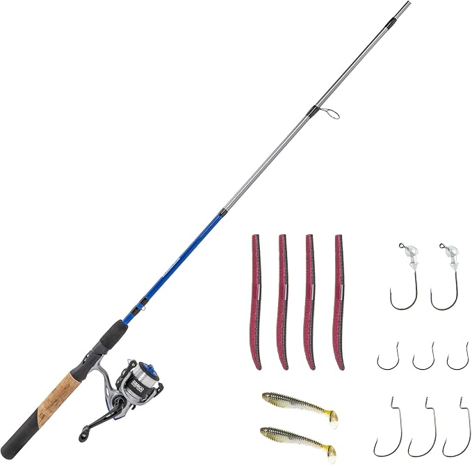 Zebco Ready Tackle Spinning Combo, 5-Foot 6-Inch, 2-Piece Fishing Rod, Size 30 Reel, 8-Pound Line, 29-Piece Tackle Kit
