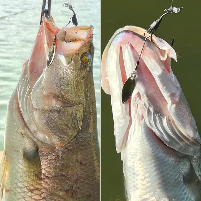 Underspin-Jig-Heads-Swimbait-Hooks-with-Spinner Blades Weighted Fishing Hooks 6 Pack