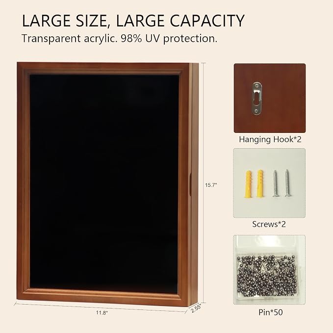 Fishing Lure Display Case Wall & Tabletop Tackle Storage Cabinet, Large Shadow Box for Bait & Lure Collection,Multi-Purpose Organizer,Fishing Gifts for Men,Home & Garage Decor
