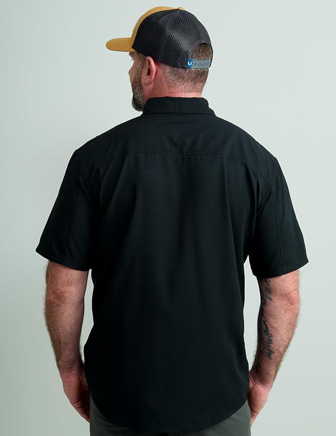 HUK Men's Tide Point Kc Scott Original Artwork Short Sleeve Shirt, Fishing Button Down