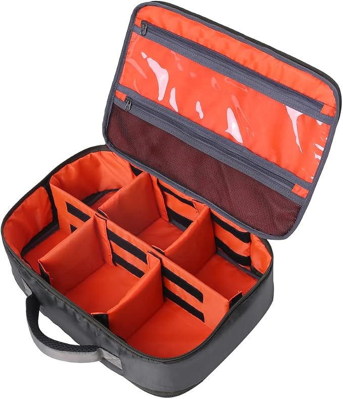 Kylebooker Fishing Reel Case – Travel Storage Bag with Adjustable Compartments for Fly Reels, Spinning Reels, Baitcasting Reel & Fishing Gear