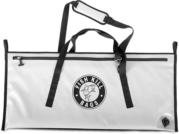 Flat PVC Tarpaulin Insulated Fish Cooler Kill Bag - Waterproof Fishing Cooler Bag with Easy Grip Carry Handles - Portable Soft Cooler - 3 Sizes