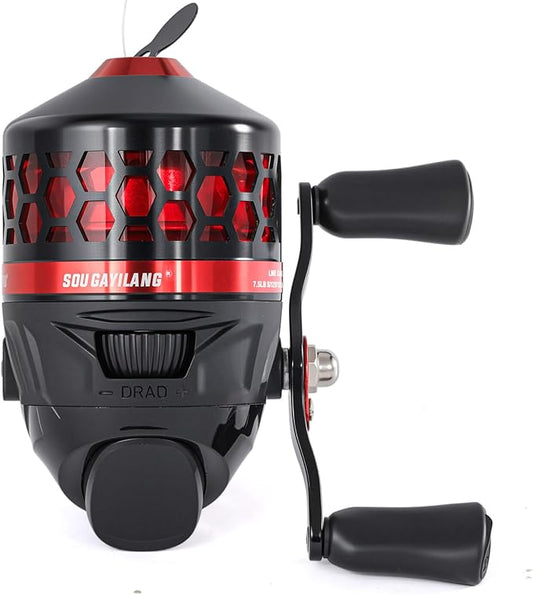 Sougayilang Spincast Fishing Reel,High Speed 3.9:1 Gear Ratio,Trouble-Free Push-Button Bait Casting Design and Reversible Handle for Left/Right Retrieve,Pre-Spooled with Monofilament Line