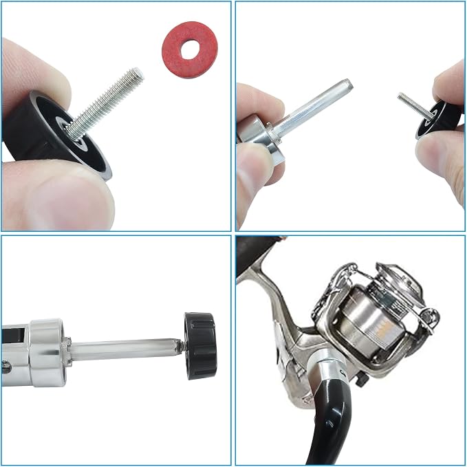 2Pcs Fishing Reel Rotary Knob, Black Fishing Spinning Reel Handle for Fishing Handle Replacement Parts, Fishing Power Handle, 3.54"(90mm) Large Size