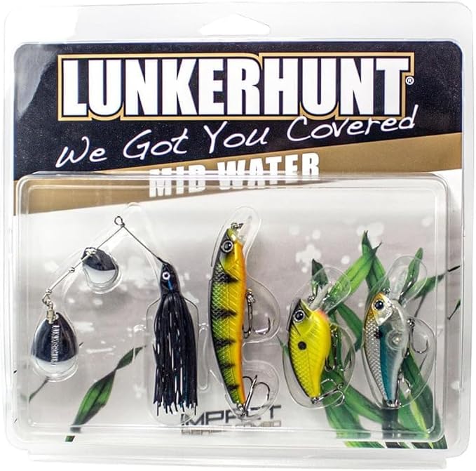 LUNKERHUNT Deep Diving Crankbaits – 4-Pack | Premium Hard Bait Fishing Lures for Bass, Walleye & Saltwater | Ideal for Deep Water Action